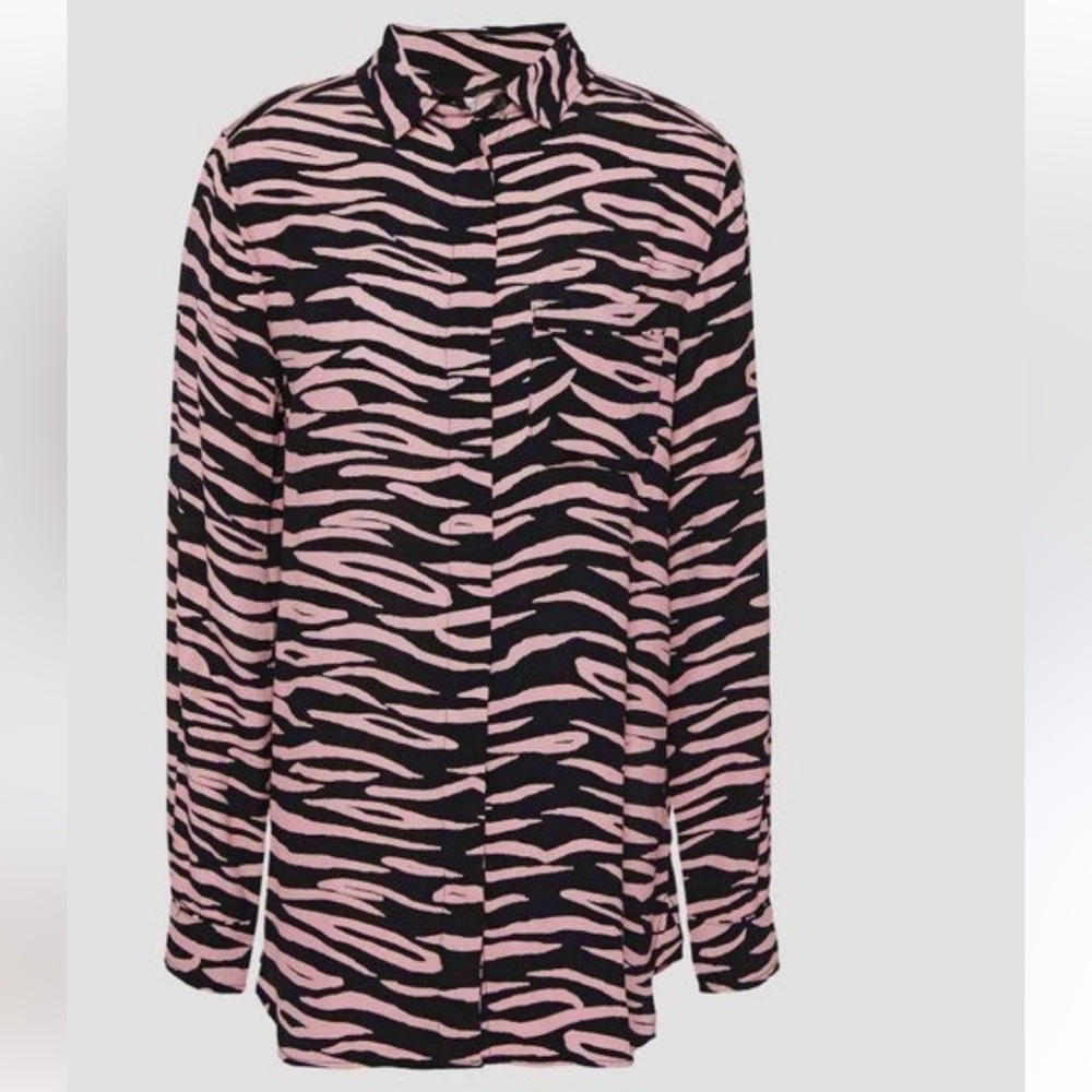 Ganni Zebra Print Pink Crepe Top